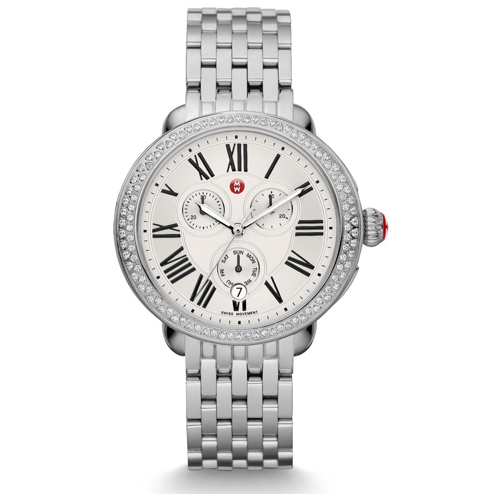 Michele Serein Diamond Watch- silver with round face